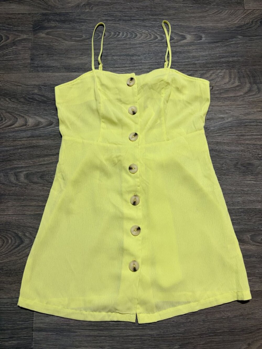 Miken Swim Button Front Swim Cover Mini Dress Medium Tie Festival Yellow NEW